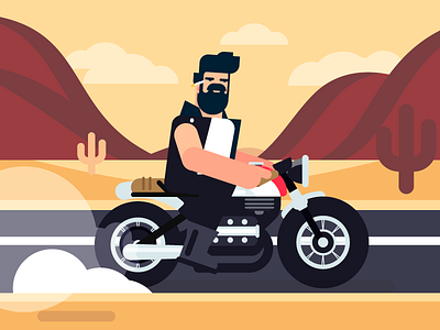 Cafe racer beard cafe character characters desert motorcycle racer rocker