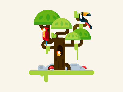 Birds in the jungle bird birds character deisgn free icon illustration web