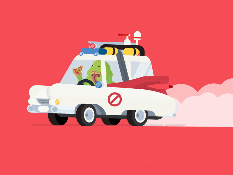 Car Ghostbusters aep aftereffects animate car character ilustration tleubaev