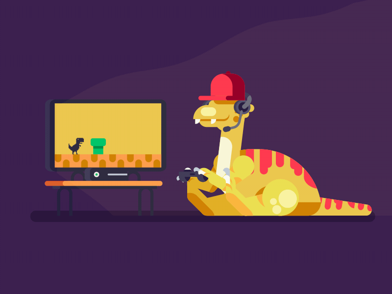 We run out of internet! animation arcade character dinosaur gif player television