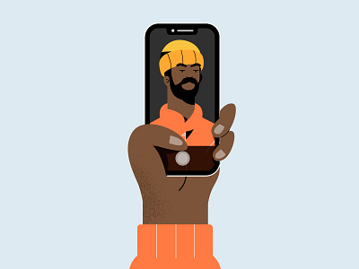 Selfie character illustration phone selfie