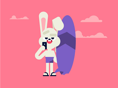 Character Rabbit beach character clouds rabbit surf