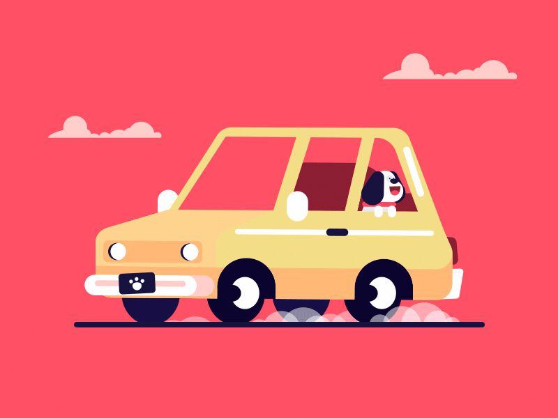 Happy Dog 2d aftereffects animation car character dog gif illustration motion