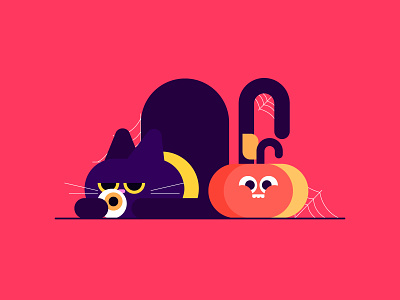 INKOBER DAY 2: TRANQUIL animation cat character characters design halloween illustration inkober minimal vectober