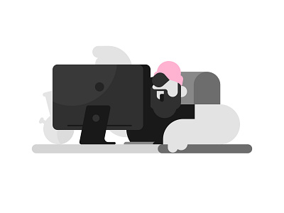 Pink character characters design dribbble flat illustration imac imac pro minimal