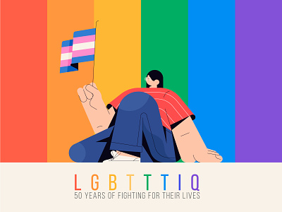 Stonewall: 50 years of fighting for their lives character characters design dribbble illustration lgbt minimal pride
