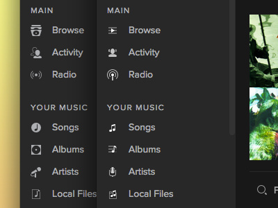 Spotify sidebar icons