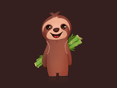 Sloth with bamboo