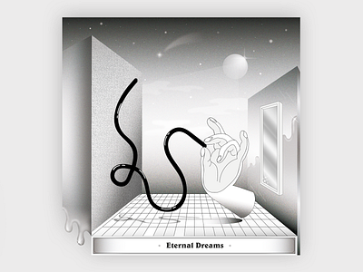 Eternal Dreams abstract artwork black and white dreams hand illustraion mudra poster vector