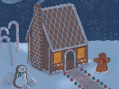 Ginger Christmas christmas house illustration snow snowman