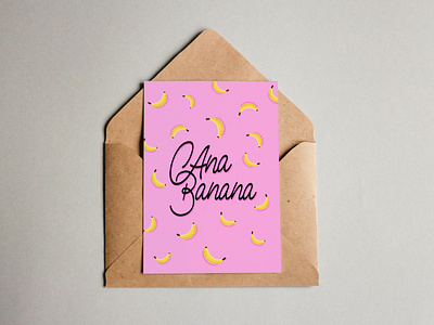 Ana Banana banana lettering postcard