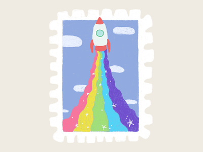 Day 9 promt: rainbow art digitalart illustration inkoctober20 peachtober20 rainbow rocket stamp