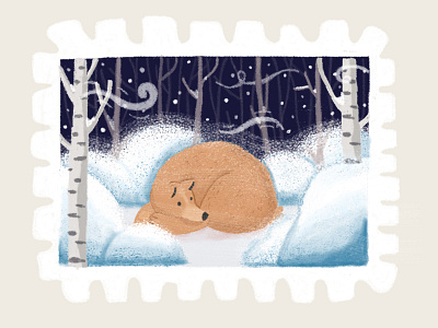 Day 19 prompt: Cool art bear cool digitalart illustration inkoctober20 peachtober20 stamp winter