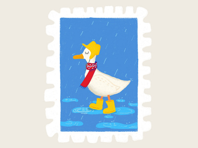 Day 22 prompt: Rain art digitalart duck illustration inkoctober20 peachtober20 rain rainy stamp