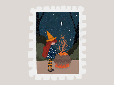 Days 25- 26 prompt: Burn & Hat art burn digitalart hat illustration inkoctober20 peachtober20 stamp witch wizard