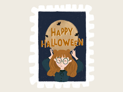 Day 31 prompt: Moon art digitalart happyhalloween illustration inkoctober20 moon peachtober20 stamp