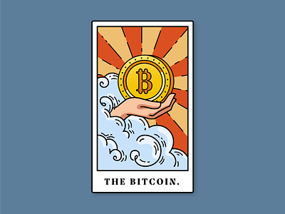 'The Bitcoin' Tarot Card design flat illustration vector