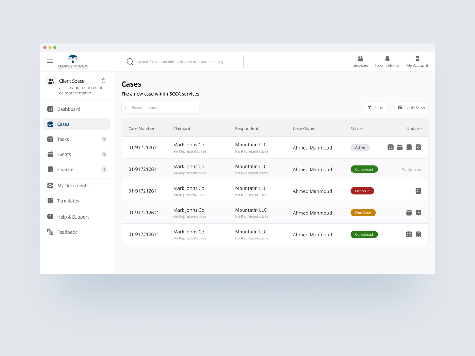 Arbitration Service Portal - Table View by Youssef Refaat on Dribbble