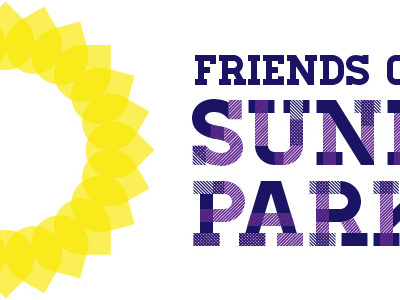 Friends of Sunnybank Park Logo blue logo purple sunflower tartan yellow