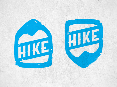 Hike Logo Idea blue grey grunge hill ranger shield