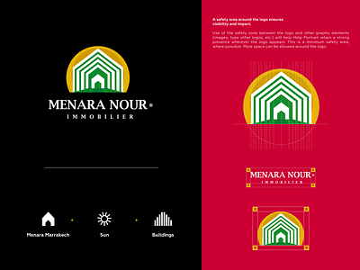 Menara Nour Immobilier art battik brand identity branding business colors design idea identity illustration immobilier logo logodesign simple sun vector