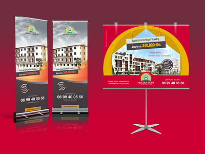 Banner Stand+ Rollup Menara Nour Immobilier art banner ads battik brand brand identity branding business colors design idea identity logo prints rollup rollup banner simple typography vector