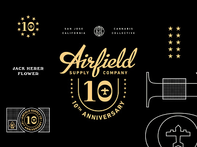 Airfield Supply Co. 10yr branding design illustration lettering type typography vector