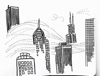 City lights doodle illustration