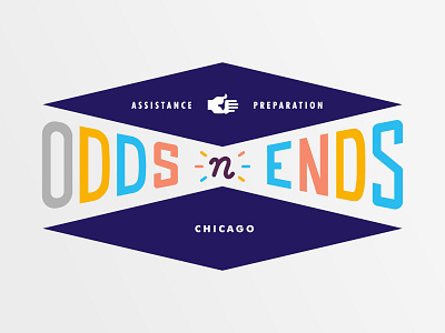 Odds N Ends assistance chicago color ends hand lock up logo mark odds party typography