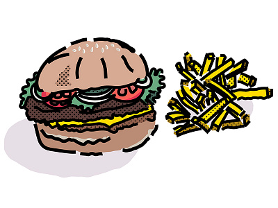 Johnny's Grill burger food illustration