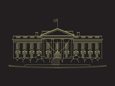 White House black gold house illustration line white house