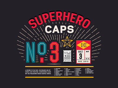 Superhero Caps comics design lockup type typography