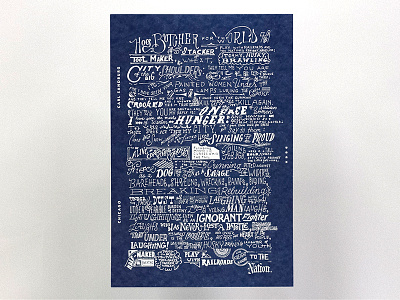 Carl Sandburg blue chicago design lettering poem type