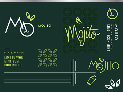 Mojito branding design green gum lime mint mojito typography