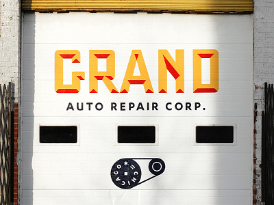 Grand Auto Repair car garage logo mural paint type typography