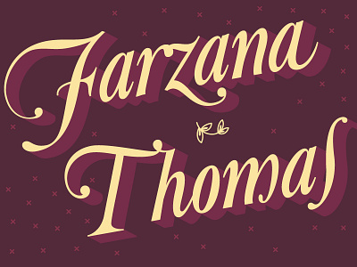 Frazana & Thomas burgundy design lettering name type