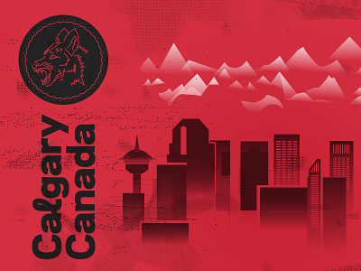 Calgary Canada badge calgary canada city illustration type wolf