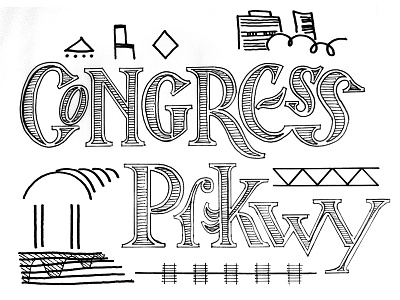 Congress Parkway chicago city illustration lettering