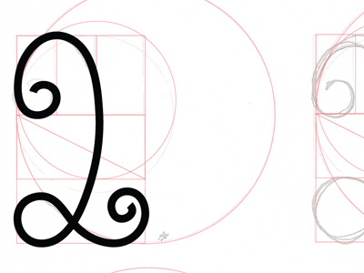 Curly the letter "L" design golden rectangle illustrator type typeface