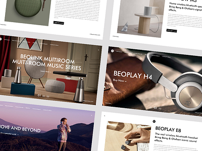 B&O beoplay clean design homepage interactive layout minimal modern shop web