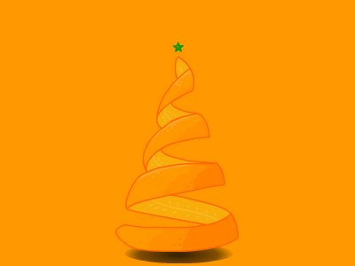 Orange 2d animation art christmas cute orange star tree