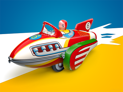 ROCKET RACER – making of 3d making modeling of racer rendering rocket toy wind up
