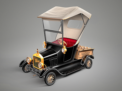Ford Model T - Comic 3d car comic cute ford model rendering whiskey whisky