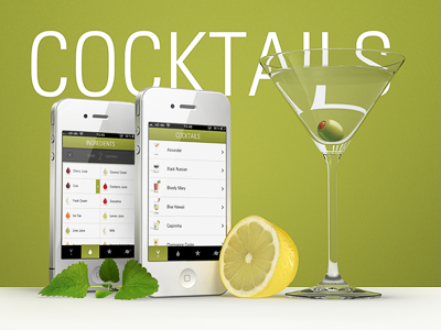 thecocktailapp.com app cocktail green iphone martini white