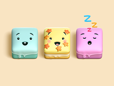 Cake Characters 3d cake character colorful cute game kawaii