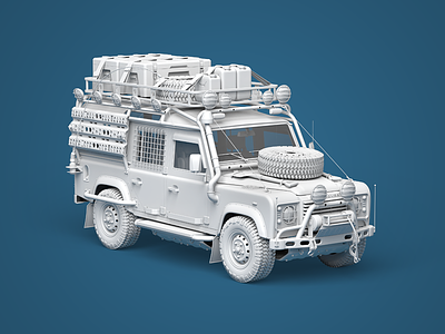Land Rover Defender 3d 4wd 4x4 camper car details high-poly jeep jungle land rover offroad rendering