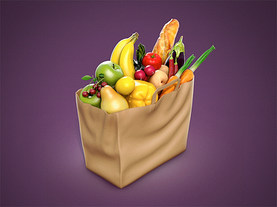 Grocery Bag Icon bag fruit fruits grocery icon shopping yummy