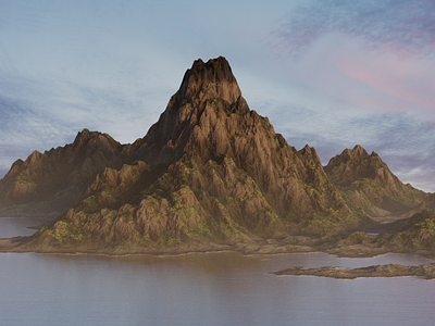 Procedural Landscape Model 3d 3d art 3d modeling blender fog island landscape modeling moss mountain procedural product design render rock