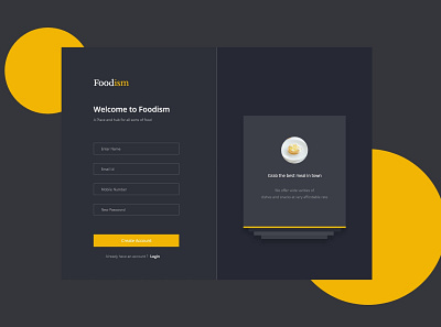 Foodism Sign Up Page adobe xd behance dailyui design design thinking designs digital art dribbblers graphic design ixd layout design typography ui ui concept ui trends uiux user experience user flow web app website design