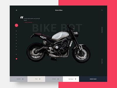 Kolum Bikes Dark Version branding cart color dark ui design design thinking digital digital art graphic design interaction layout design minimal motor cycle simple smooth style typography ui daily user interface wheels